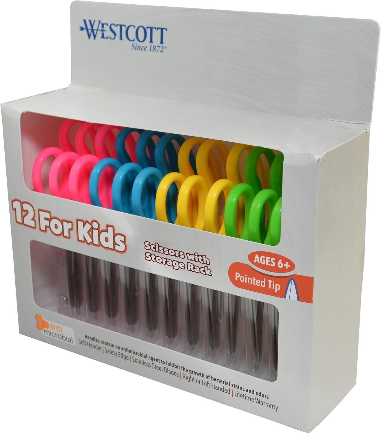 Westcott 14872 5" Pointed Kids Safety Scissors 12-Pack