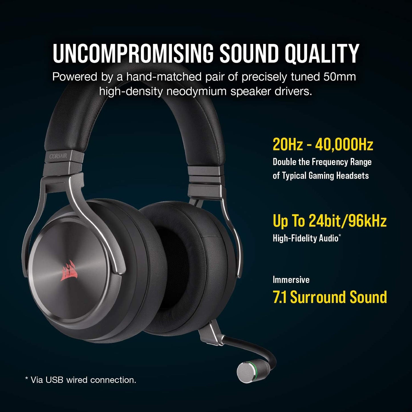 Corsair CA-9011180-NA Virtuoso RGB Wireless SE Gaming Headset Renewed