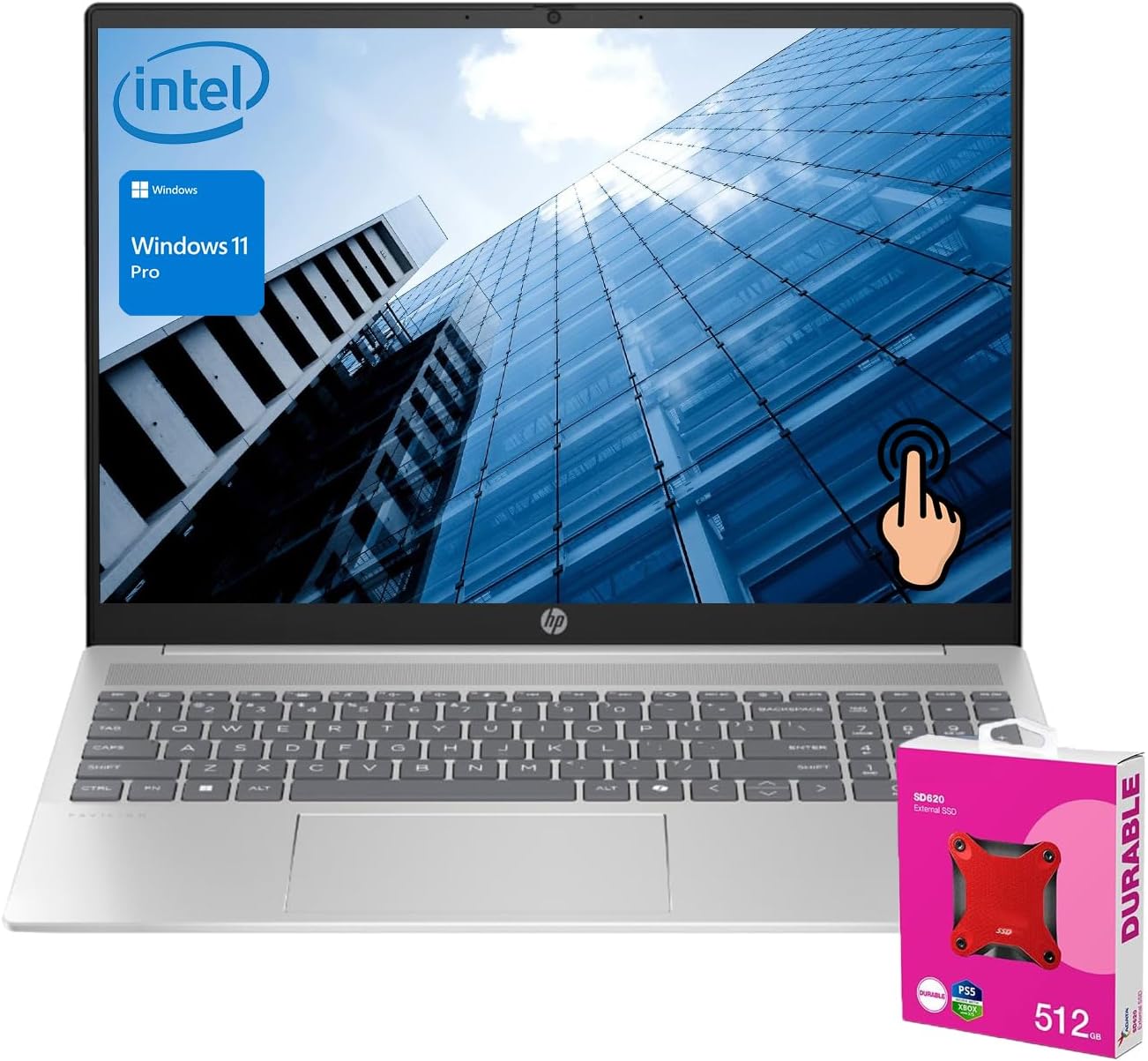 HP 16t-af000 Pavilion 16" Touch Laptop - Core 7 150U + 512GB SSD Bundle