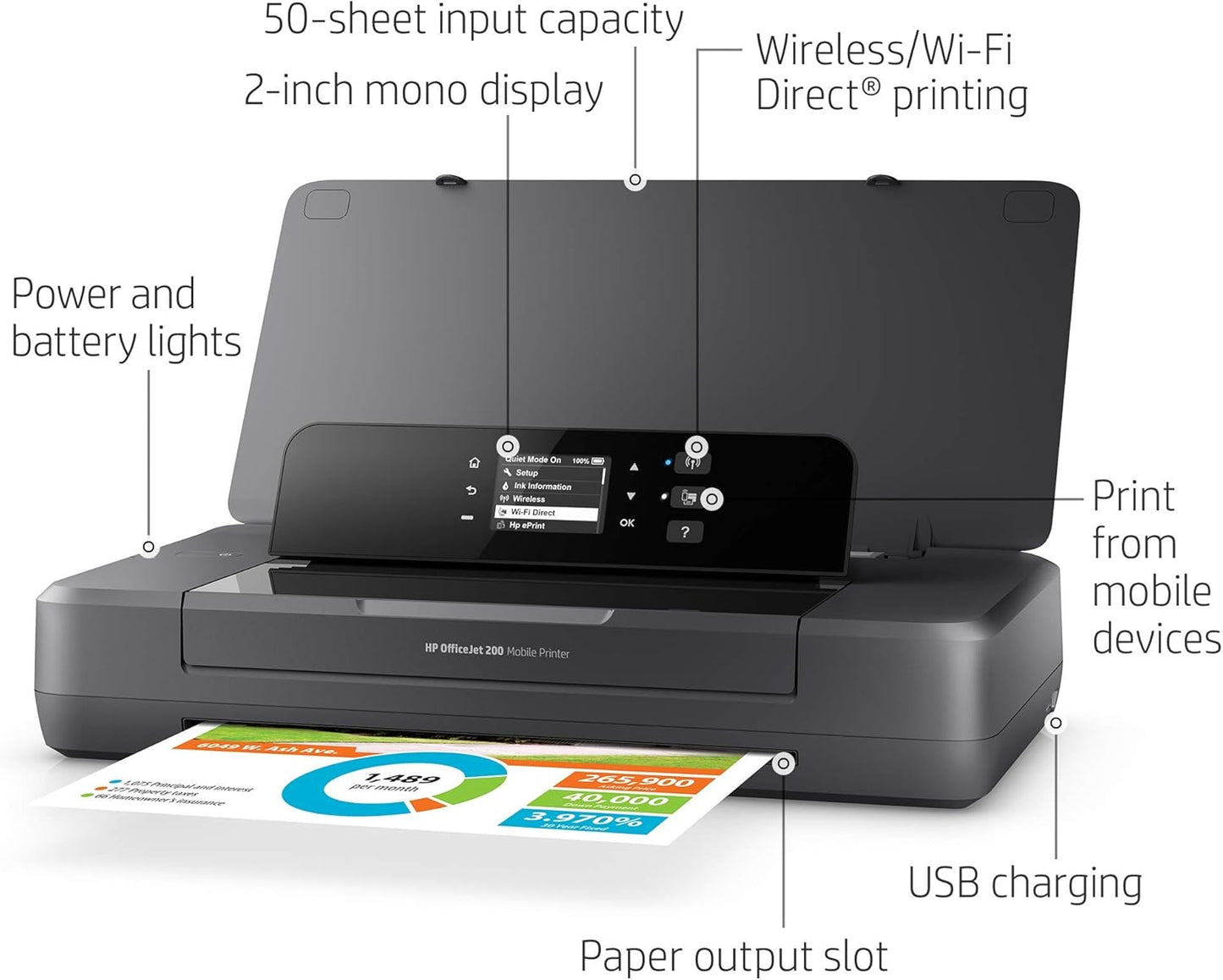 HP CZ993A OfficeJet 200 Portable Wireless Printer (Renewed)