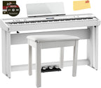 Roland FP-90X White Digital Piano Bundle - Stand, Bench, Pedals