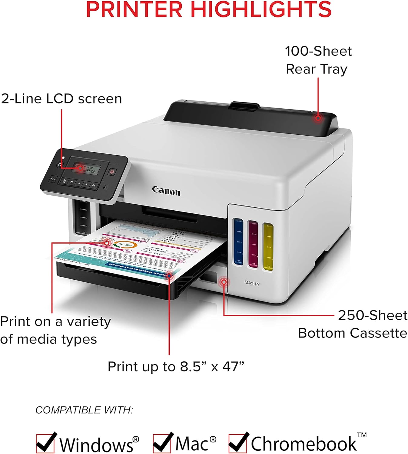Canon 5550C002 MAXIFY GX5020 Wireless MegaTank Printer