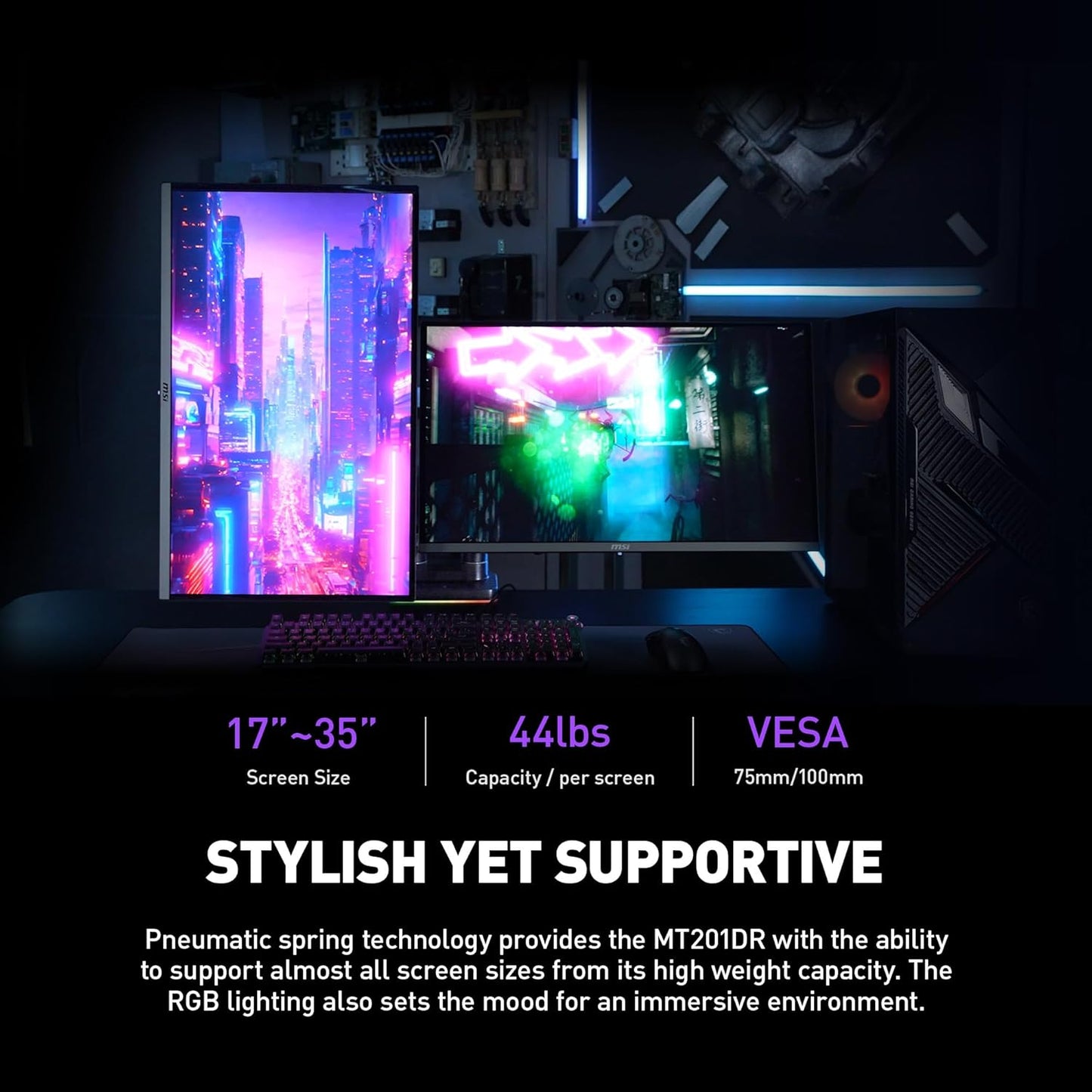 MSI MPG MT201DR Premium RGB Dual Monitor Stand