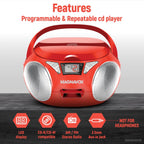 Magnavox MD6924 Portable CD Boombox Radio Red