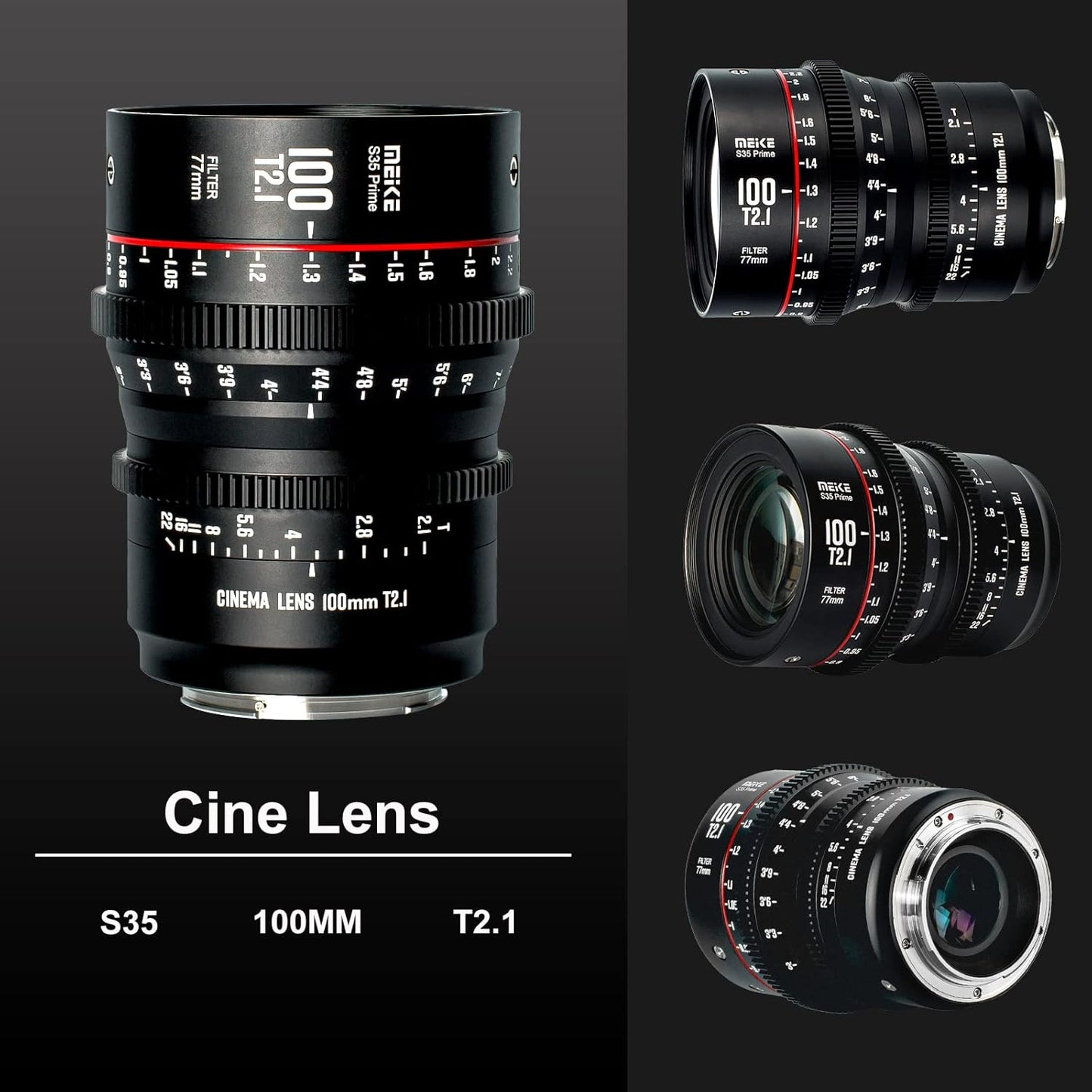 Meike 100mm T2.1 S35 EF Mount Cinema Lens - Manual Focus