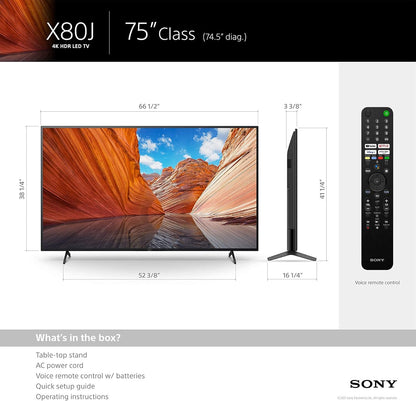 Sony KD75X80J 75" 4K HDR Smart TV Bundle (Used)