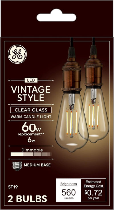 GE 48553 Edison Style LED Light Bulbs 2-Pack