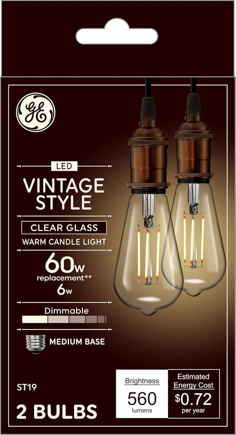 GE 48553 Edison Style LED Light Bulbs 2-Pack — main product image