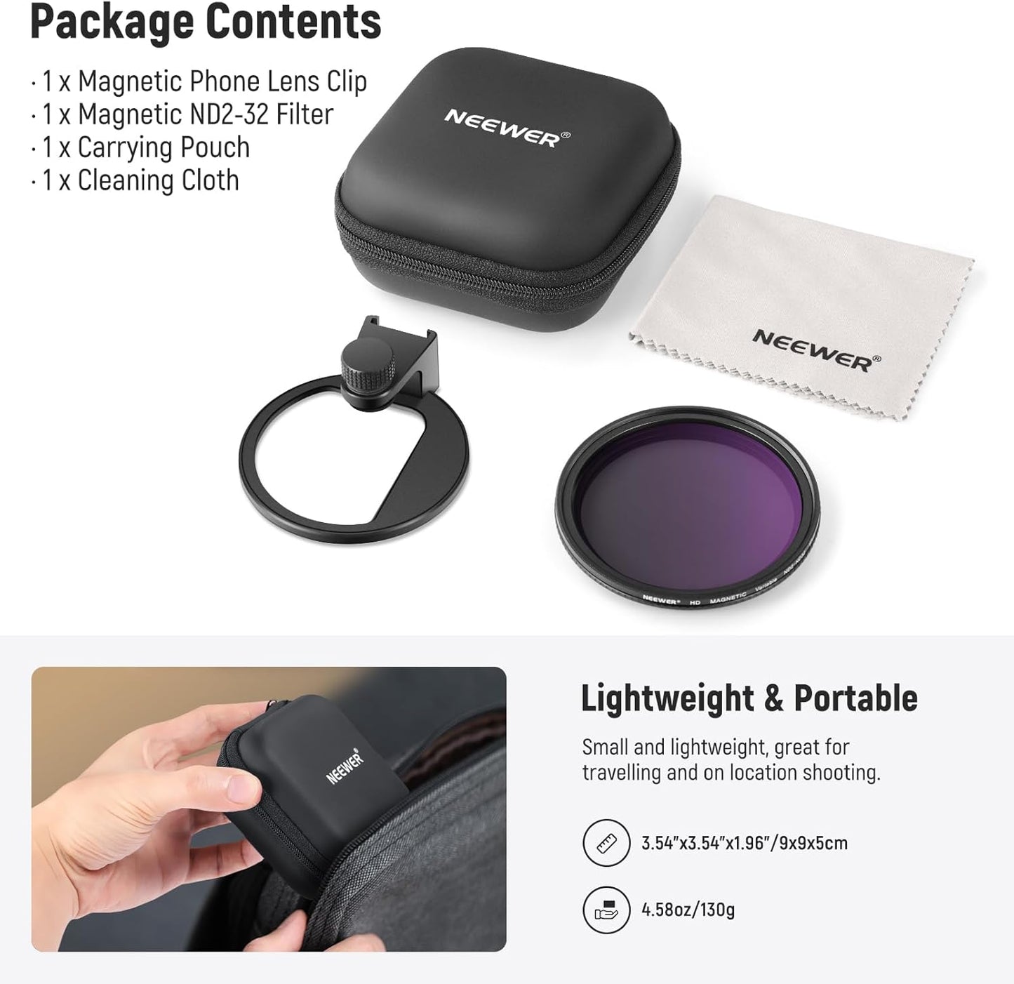 Neewer 10103078 67mm Magnetic Phone Lens Filter Kit