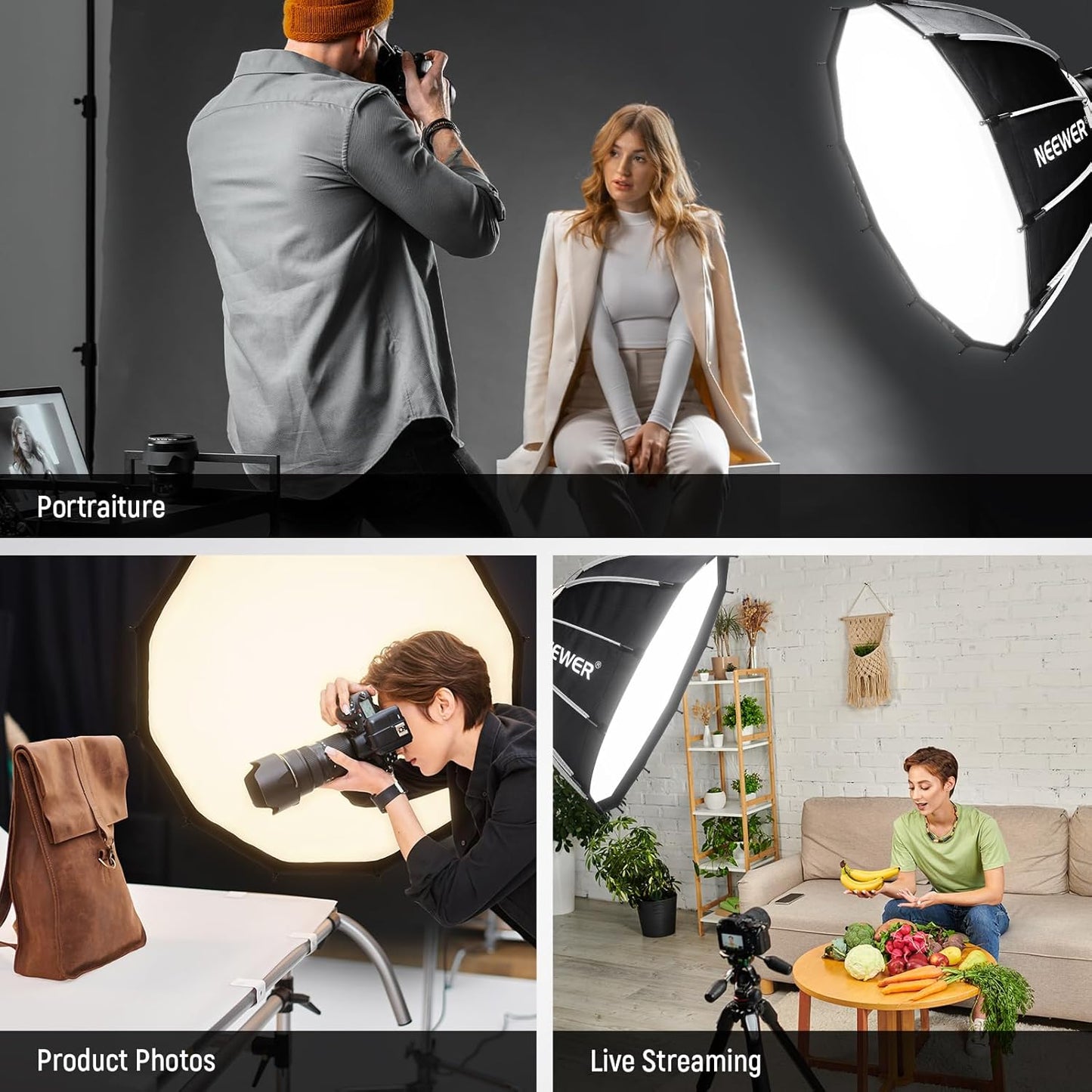 Neewer 65 cm Bowens Mount Parabolic Softbox Kit