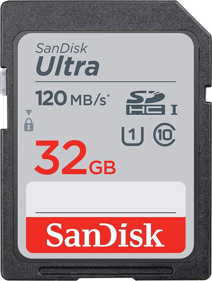 SanDisk SDHC SD Ultra 32GB 120MB/s Memory Card Reader Bundle