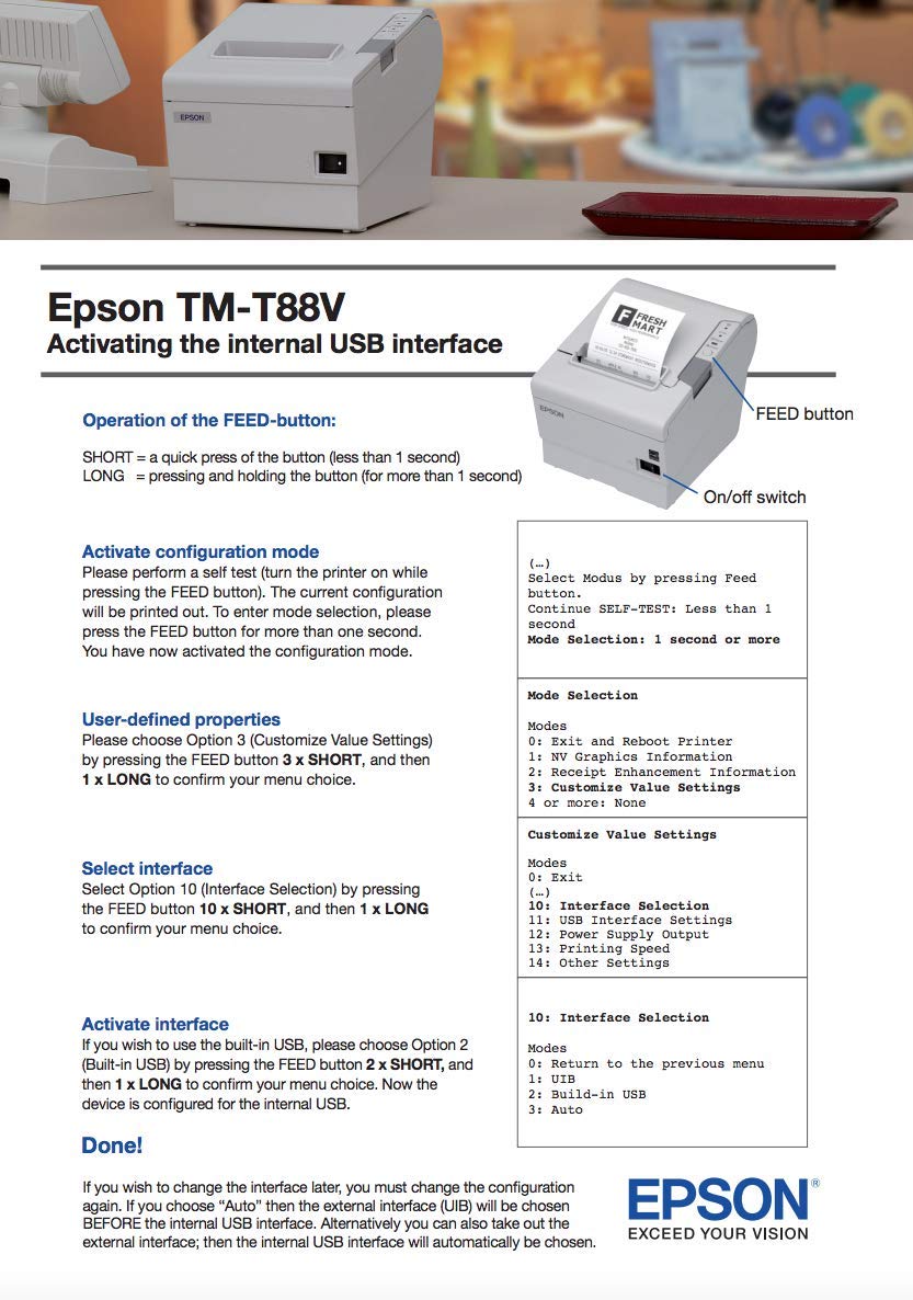 Epson C31CA85656 Thermal Receipt Printer: Ethernet USB, Dark Gray
