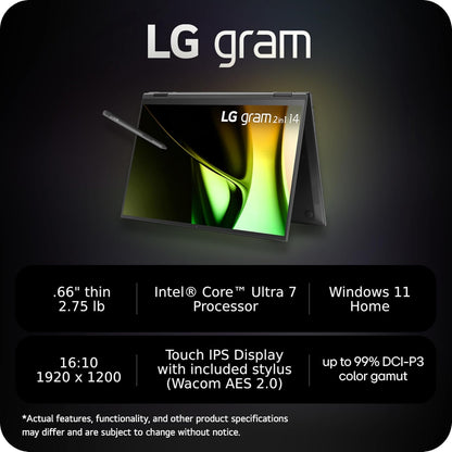 LG gram 14T90S-G.AAB6U1 2in1 Ultra 7 Touchscreen Laptop