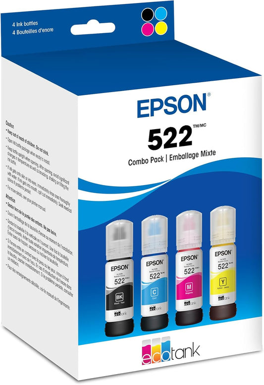 Epson T522120-BCS 522 EcoTank Ink Bottle Combo Pack