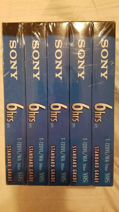 Sony 027242478800 T-120VL Standard Grade VHS Tape 5-Pack