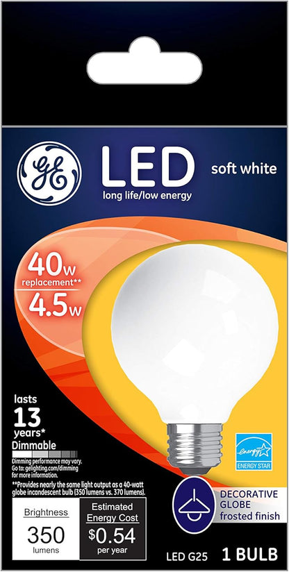 GE Lighting 25048 Dimmable LED G25 Globe Bulb
