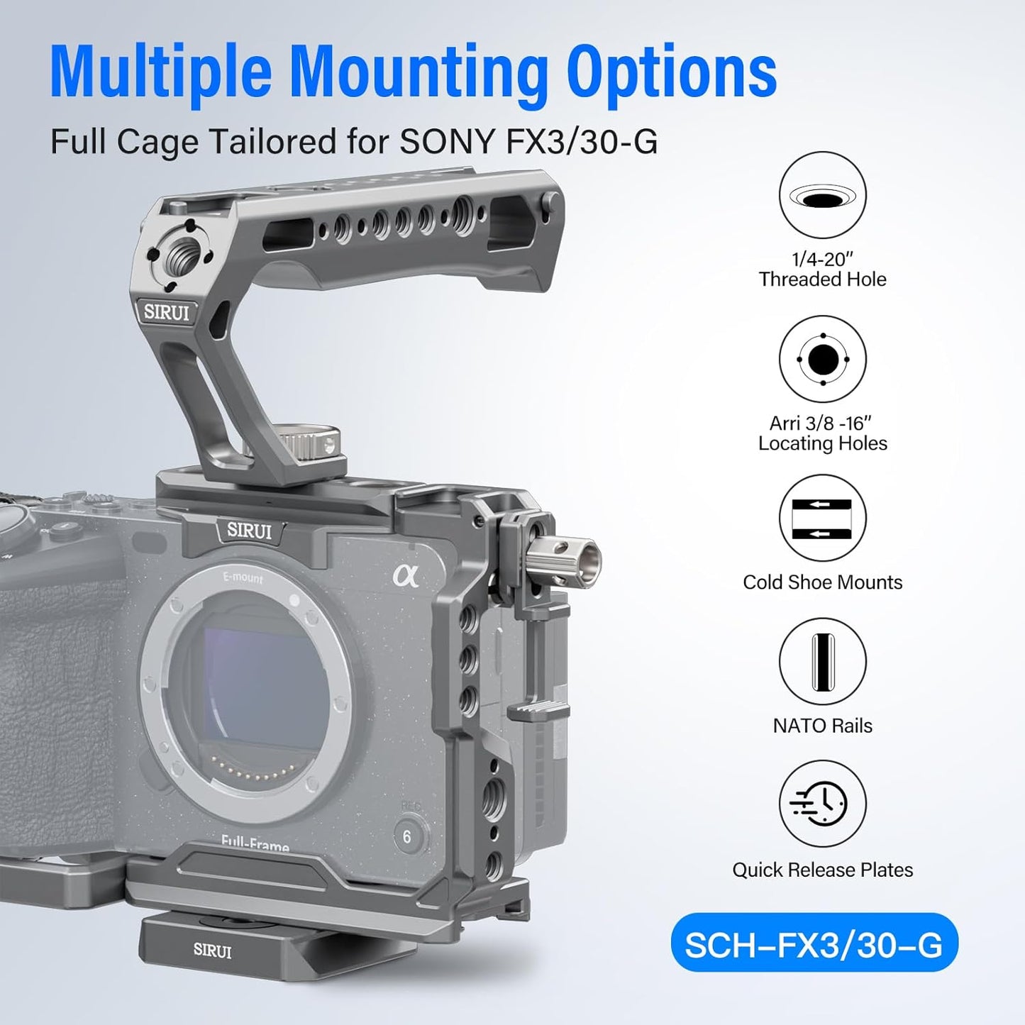 Sirui SCH-FX3/30-G Sony FX3 FX30 Camera Cage Kit Handle