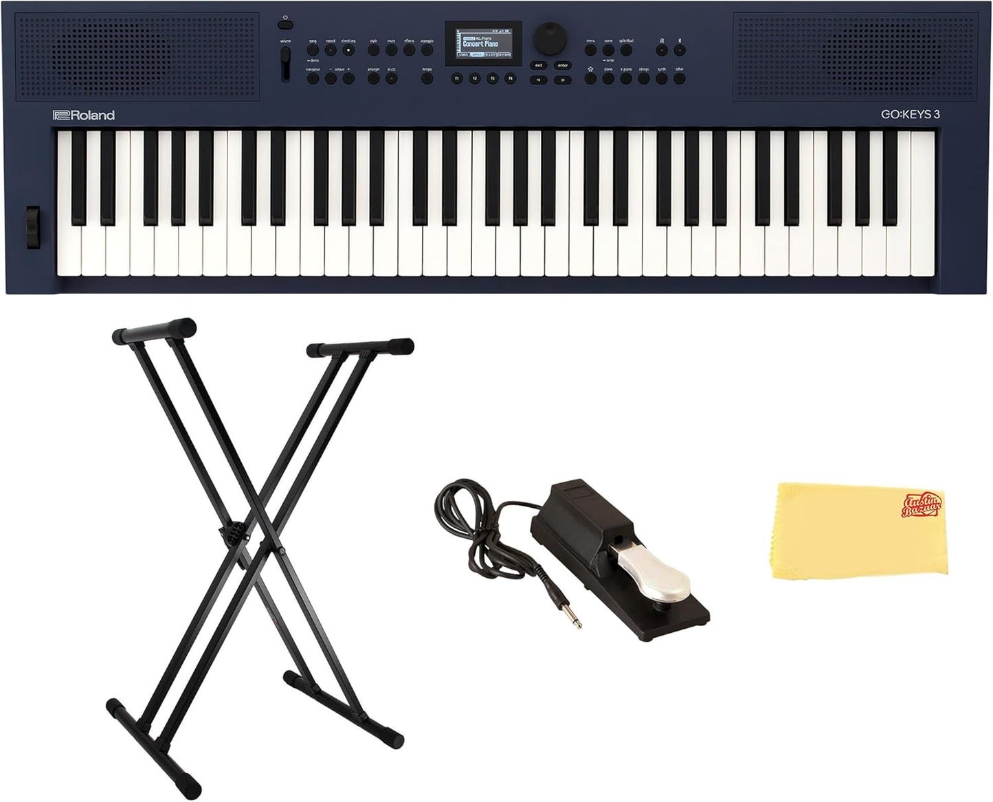 Roland AUS-GOKEYS3-MU-COMBO-STD GO:KEYS 3 Midnight Blue Keyboard Bundle