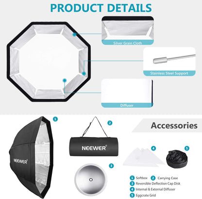 Neewer 90cm Octagonal Softbox Bowens Mount Grid