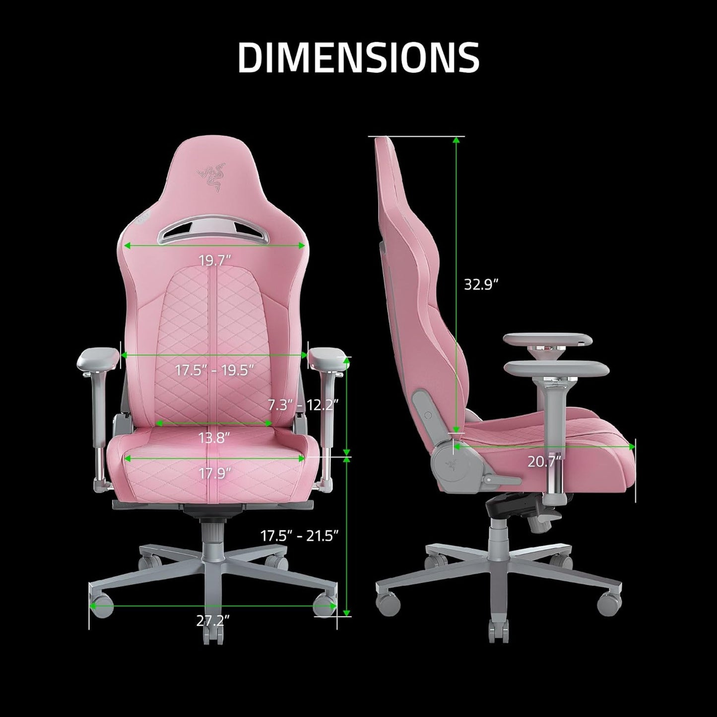 Razer RZ38-03720200-R3U1 Enki Gaming Chair - Pink Lumbar Support