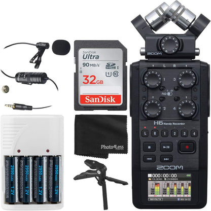 Zoom ZMH6ABK7 All Black Portable Recorder Bundle