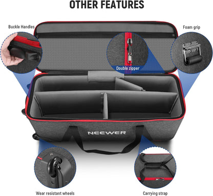 Neewer Trolley Case Photo Studio Equipment Bag - Rolling Tripod Case