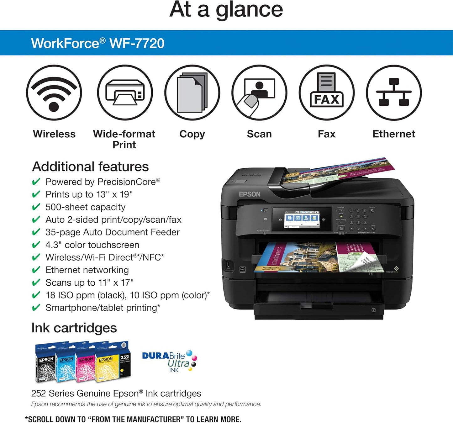 Epson WF-7720 Wide-format Wireless Color Inkjet Printer