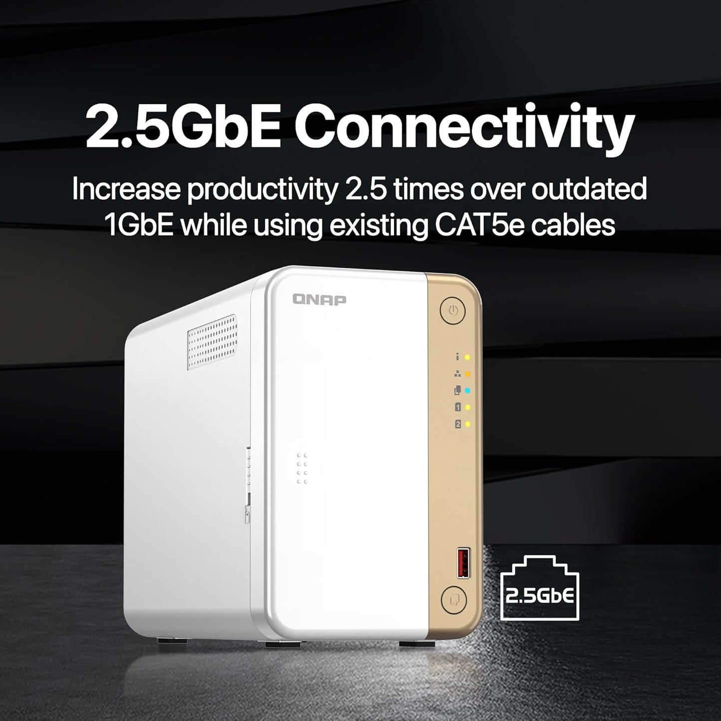 QNAP TS-262-4G-24ST-US 2-Bay NAS with 4TB IronWolf HDDs