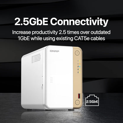 QNAP TS-262-4G-24ST-US 2-Bay NAS with 4TB IronWolf HDDs