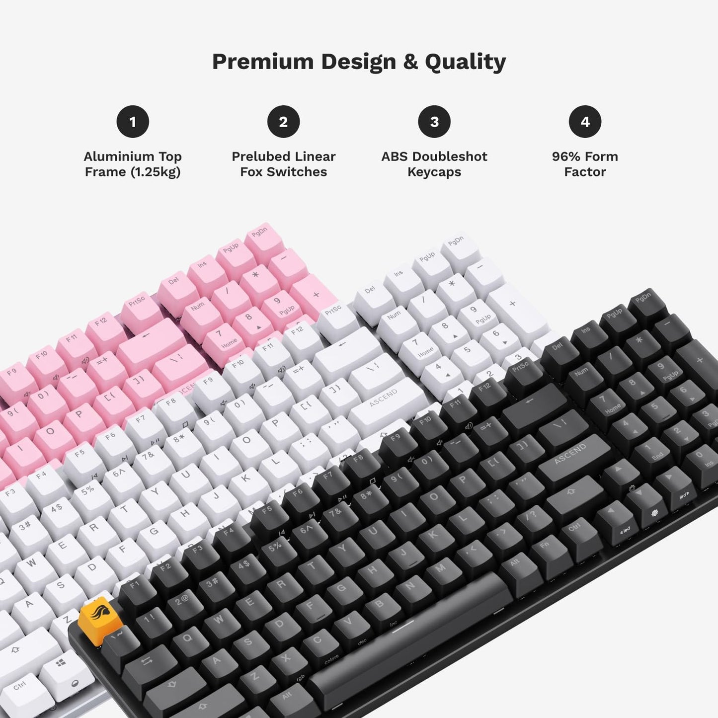 Glorious GLO-GMMK2-96-FOX-W GMMK 2 TKL Barebones Keyboard