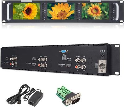 FEELWORLD T51-H Triple 5" 2RU Rack Mount Broadcast Monitor