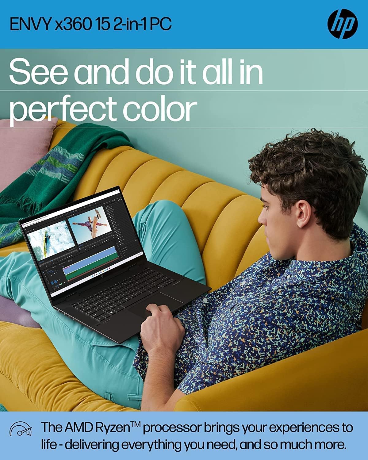 HP Envy x360 2-in-1 15.6" Touchscreen Laptop, Ryzen 7, 32GB RAM, 1TB SSD