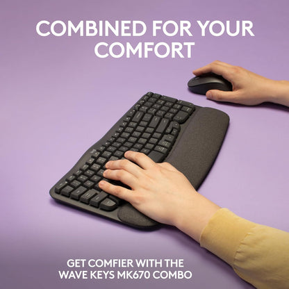 Logitech MK670 Wave Keys Ergonomic Keyboard Mouse Combo Graphite