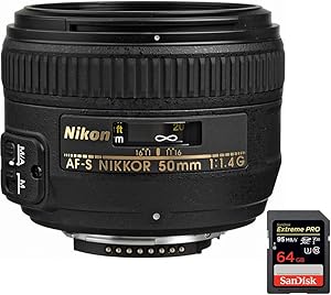 Nikon E100NK5014G 50mm f/1.4G Lens Bundle SD Card