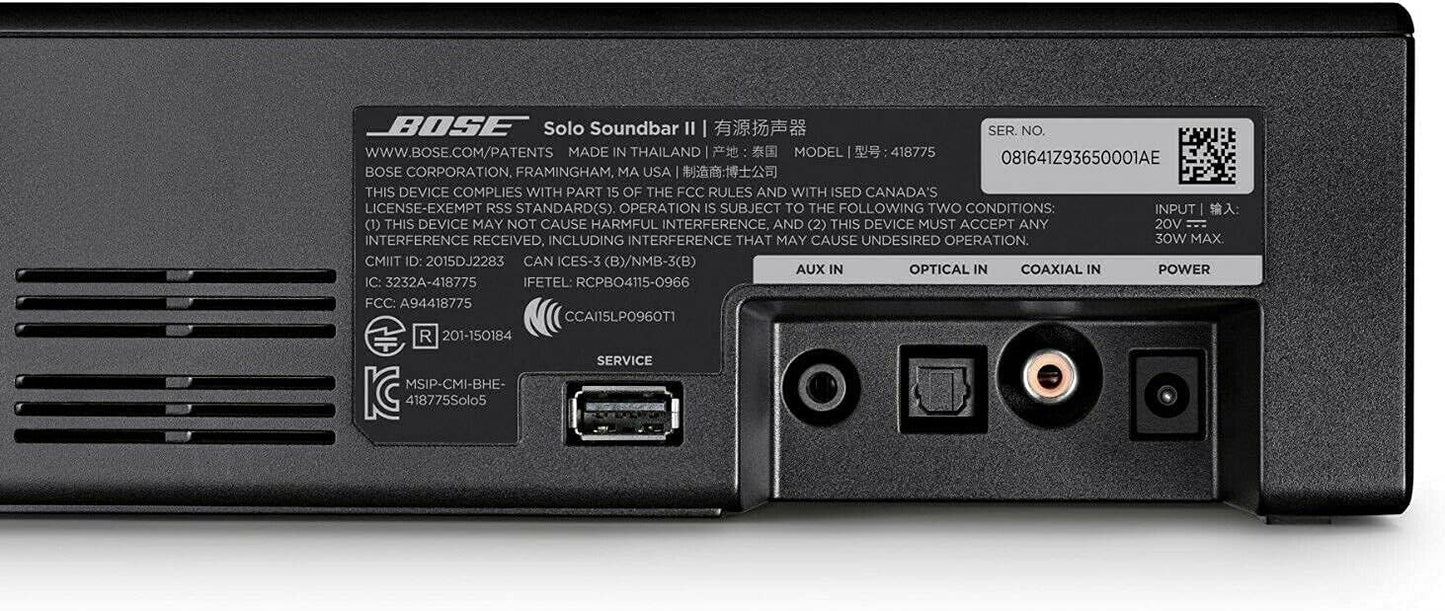 Bose SOI-SOUNDSTRB-B110 Solo Series II Soundbar Renewed