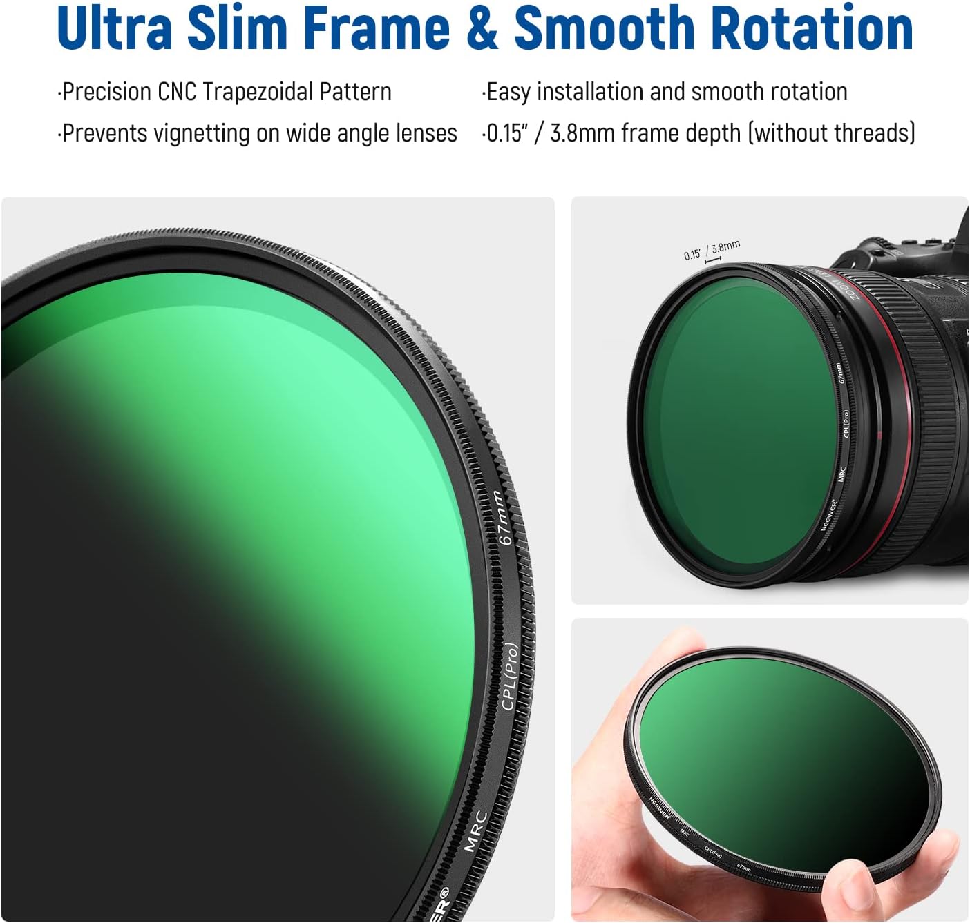 Neewer 10100277 67mm CPL Polarizing Filter Nano Coated