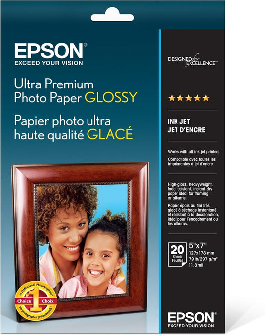 Epson S041945 Ultra Premium Glossy Photo Paper 5x7 20 Sheets