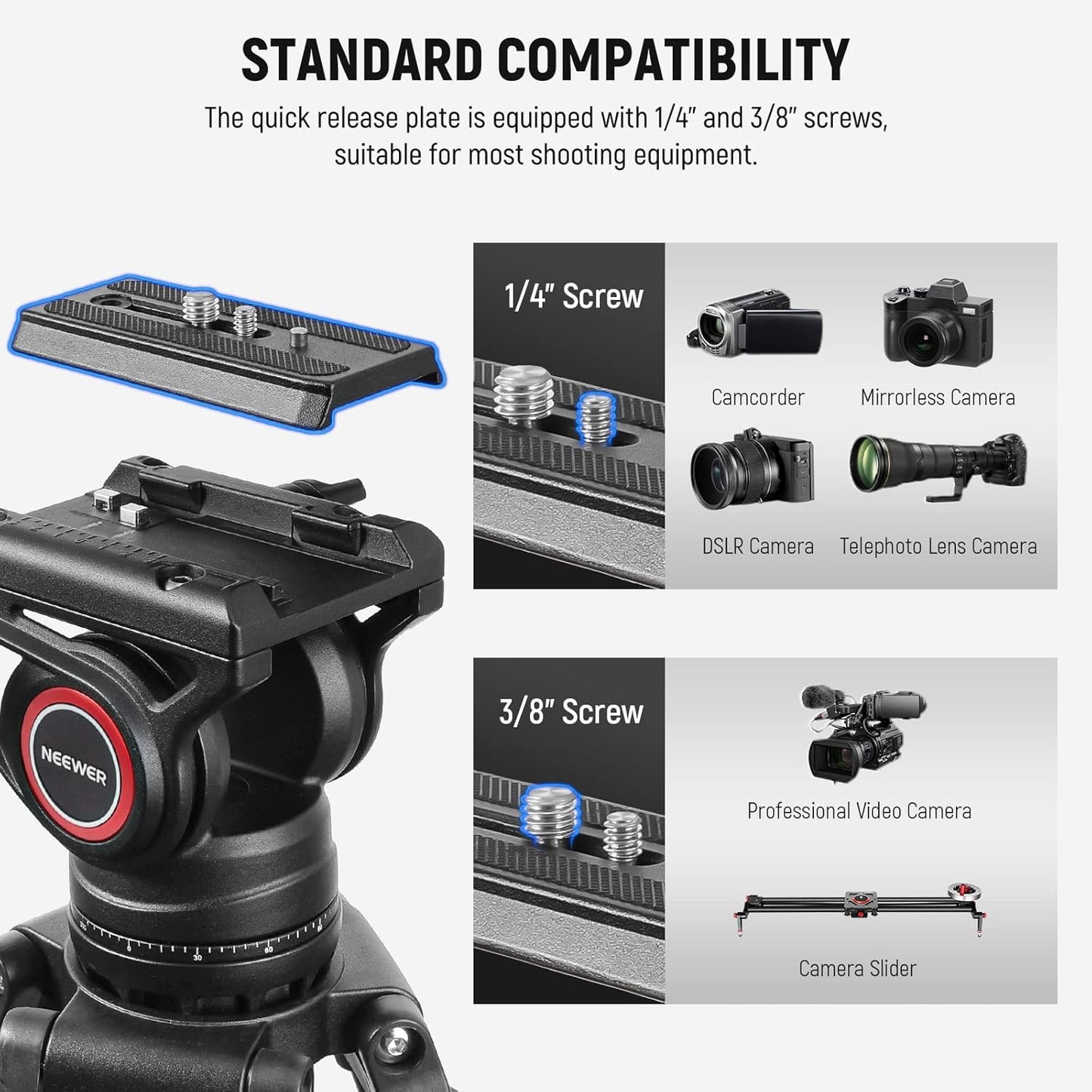 Neewer TP74 74" Heavy Duty Video Tripod