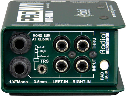 Radial Engineering ProAV1 DI Box Bundle XLR TRS Cables