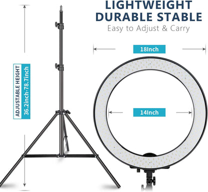 Neewer 10092681 18-inch Dimmable LED Ring Light Kit Stand