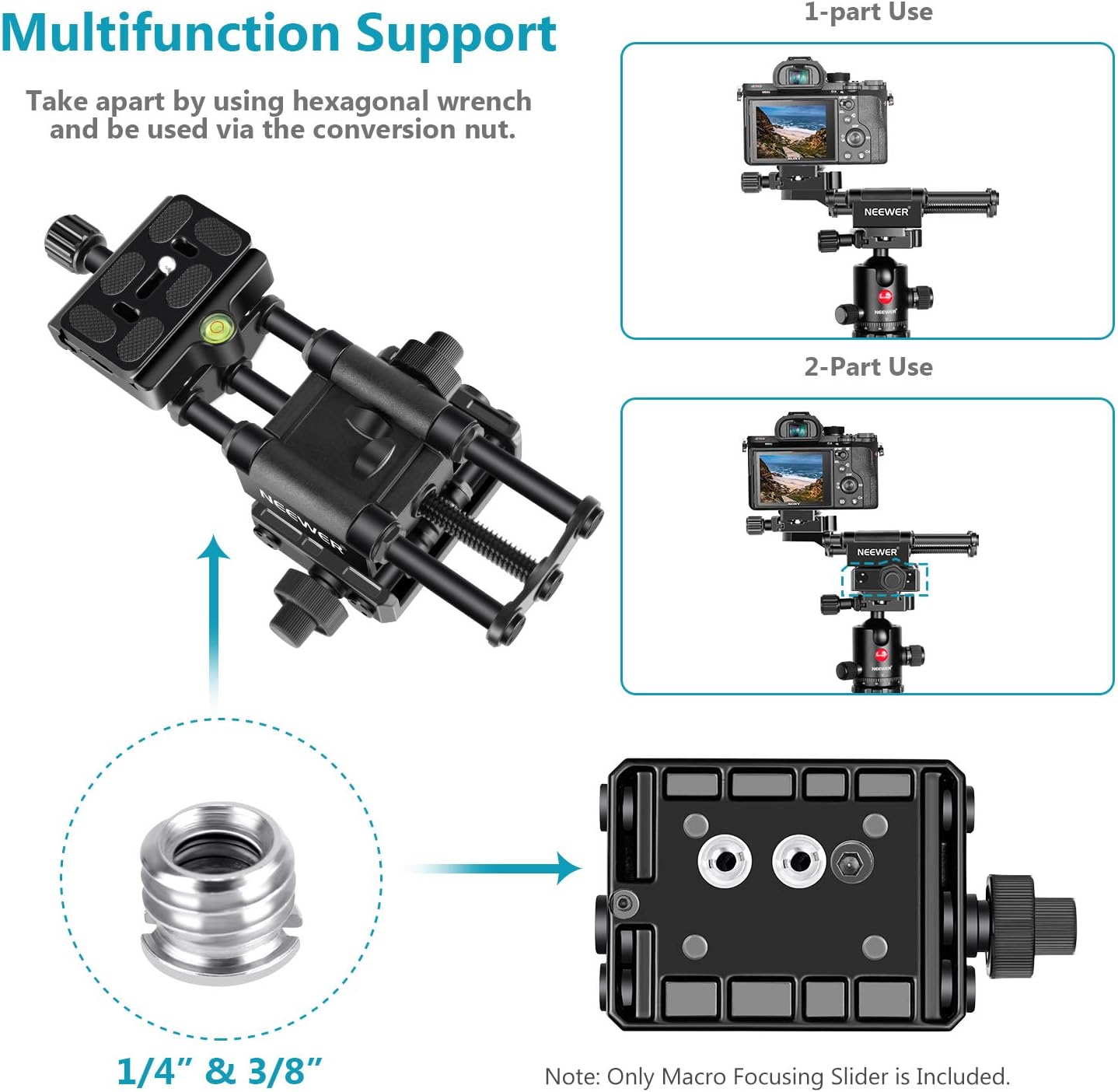 Neewer 10096165 Pro Macro Focusing Rail Slider