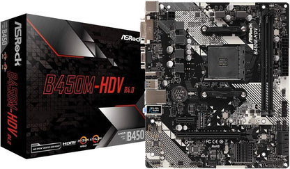 ASRock B450M-HDV R4.0 AMD Ryzen AM4 Micro ATX Motherboard