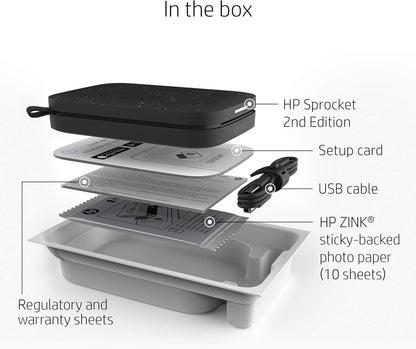 HP 1AS86A#B1H Sprocket Instant Photo Printer, Black