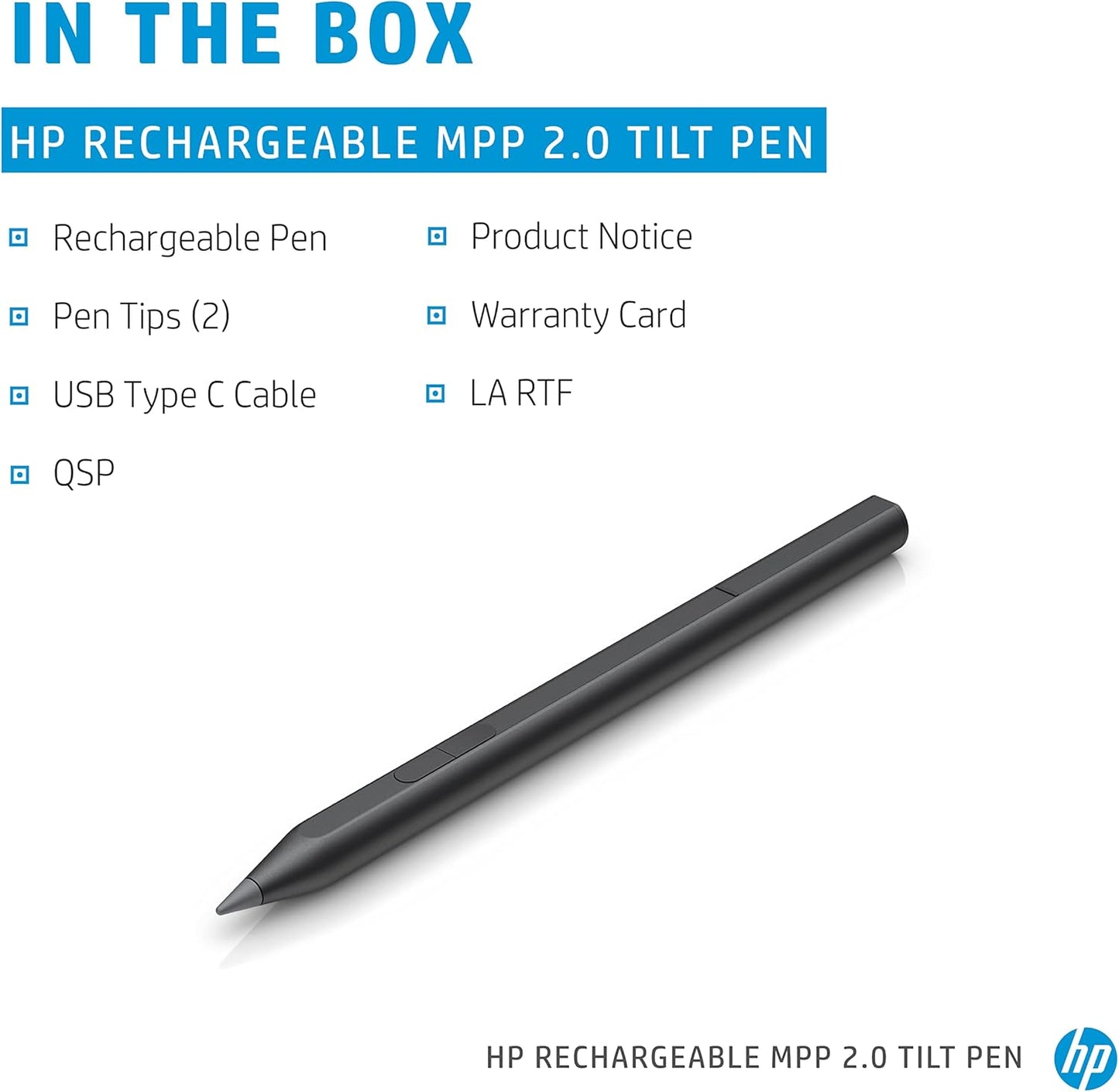 HP 3J122AA Rechargeable MPP 2.0 Tilt Pen - Black