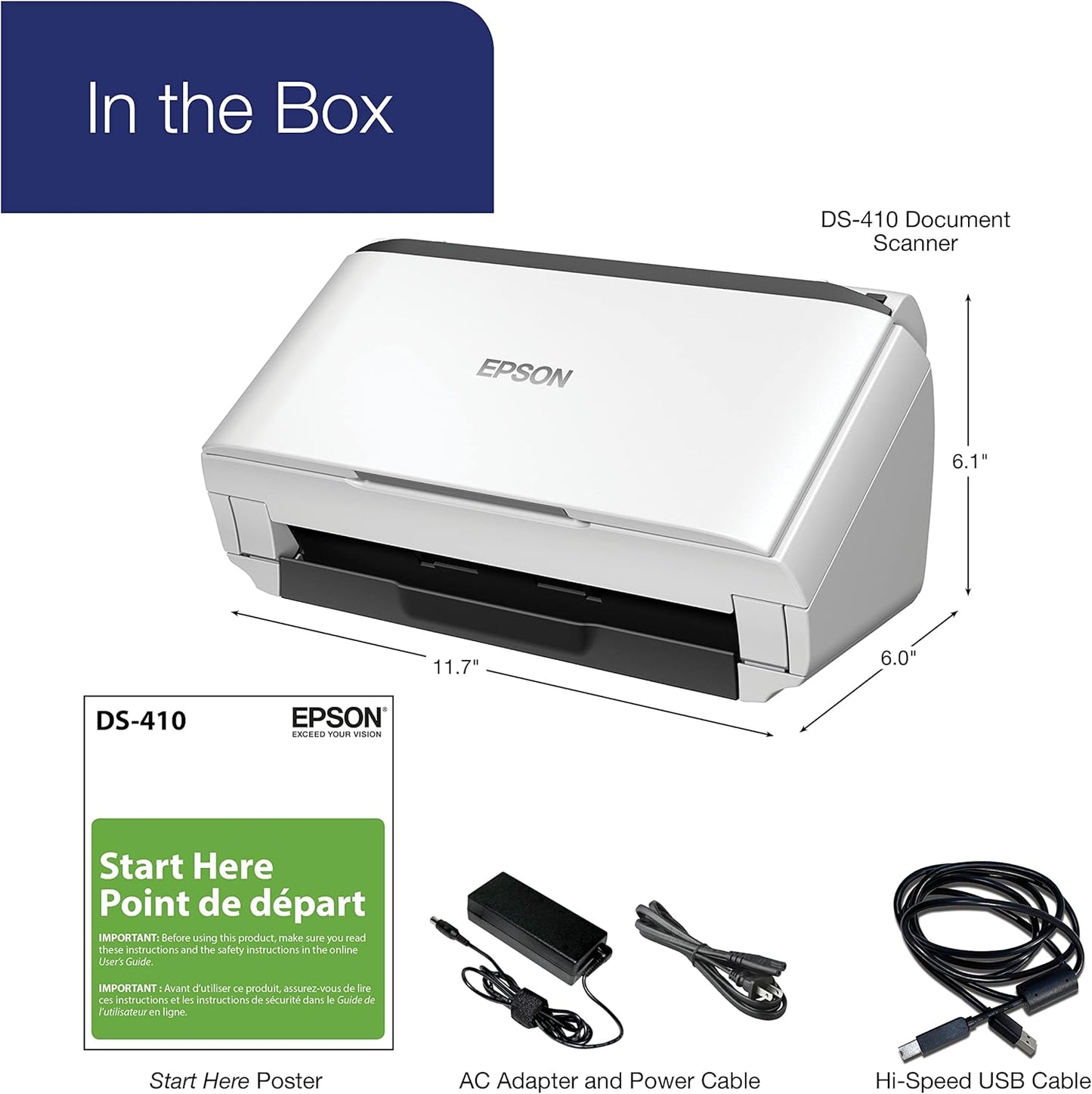 Epson B11B249201 DS-410 High-Speed Document Scanner