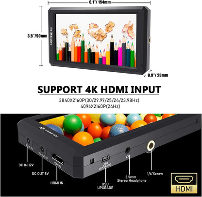 FEELWORLD FWDF6 6" 4K HDMI On-Camera Monitor Bundle