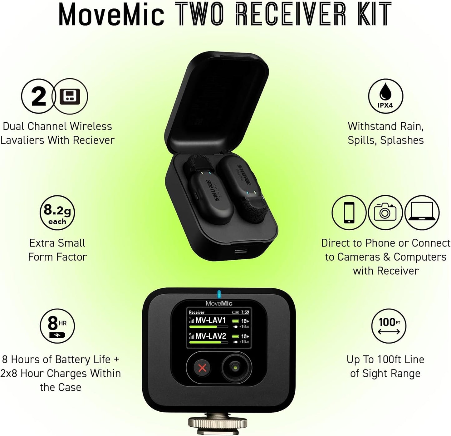 Shure MV-TWO-KIT-Z7 MoveMic Pro Wireless Lavalier Microphones