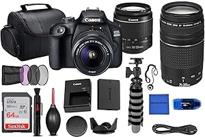 Canon EOS 4000D (Rebel T100) DSLR Camera Bundle (Renewed)