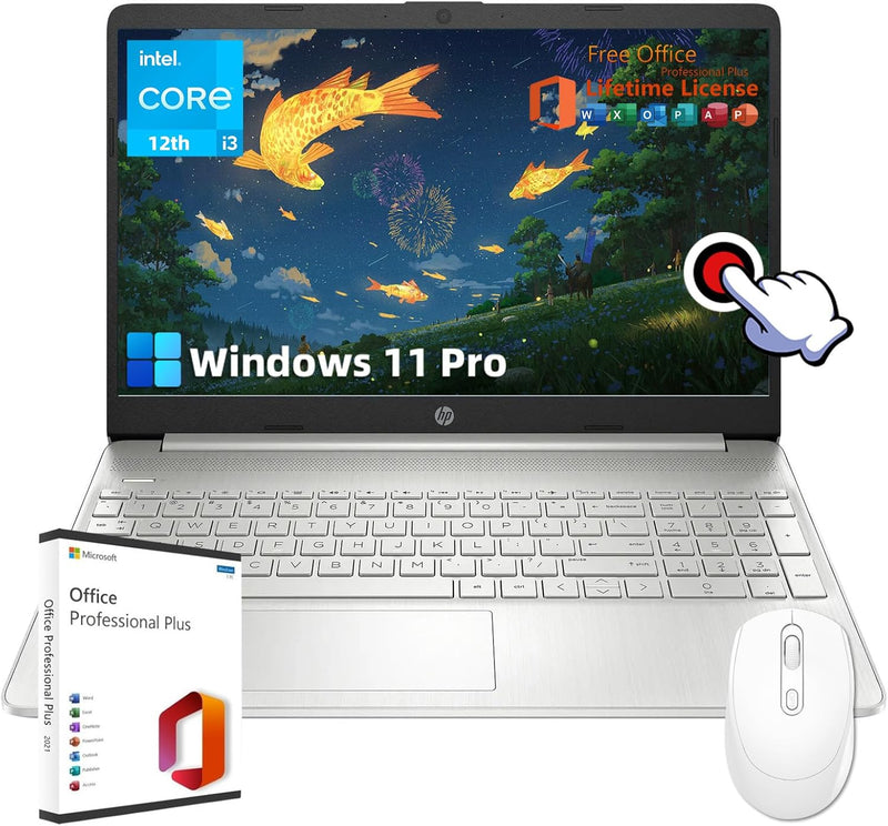 HP i3 Touchscreen Laptop with Lifetime Office License — main product image