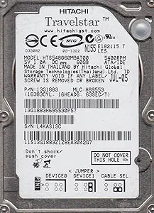Hitachi HTS548060M9AT00 60GB Notebook Hard Drive — main product image